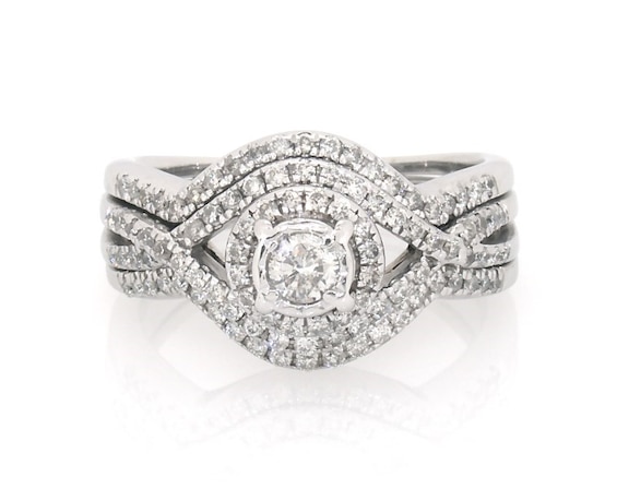 Previously Owned Diamond Bridal Set 5/8ct tw Round 10K White Gold Size 7.5