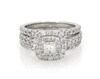 Thumbnail Image 1 of Previously Owned Princess-Cut Diamond Double Halo Bridal Set 1-3/8 ct tw 10K White Gold Size 6