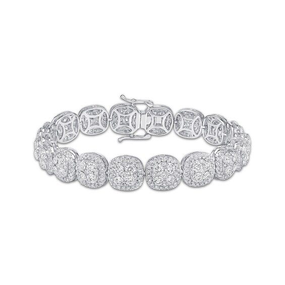Previously Owned KAY Lab-Grown Diamonds Cushion Link Bracelet 10 ct tw 10K White Gold 7.25"