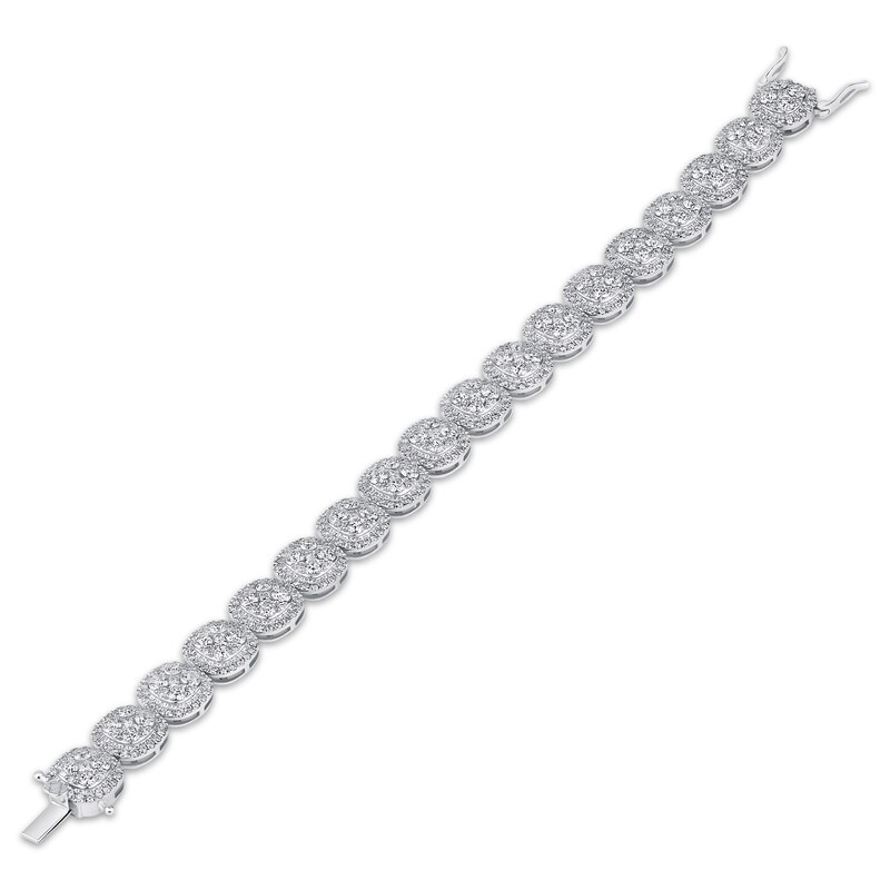 Main Image 2 of Previously Owned KAY Lab-Grown Diamonds Cushion Link Bracelet 10 ct tw 10K White Gold 7.25"