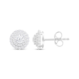 Previously Owned KAY Lab-Grown Diamonds Circle Stud Earrings 1 ct tw Round-cut 14K White Gold