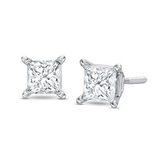 Previously Owned KAY Lab-Grown Diamonds Princess-Cut Solitaire Stud Earrings 3/4 ct tw 14K White Gold (F/SI2)