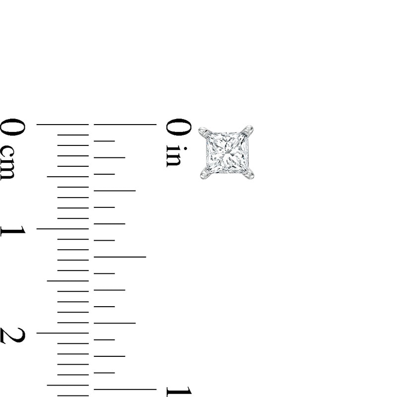 Main Image 3 of Previously Owned KAY Lab-Grown Diamonds Princess-Cut Solitaire Stud Earrings 3/4 ct tw 14K White Gold (F/SI2)