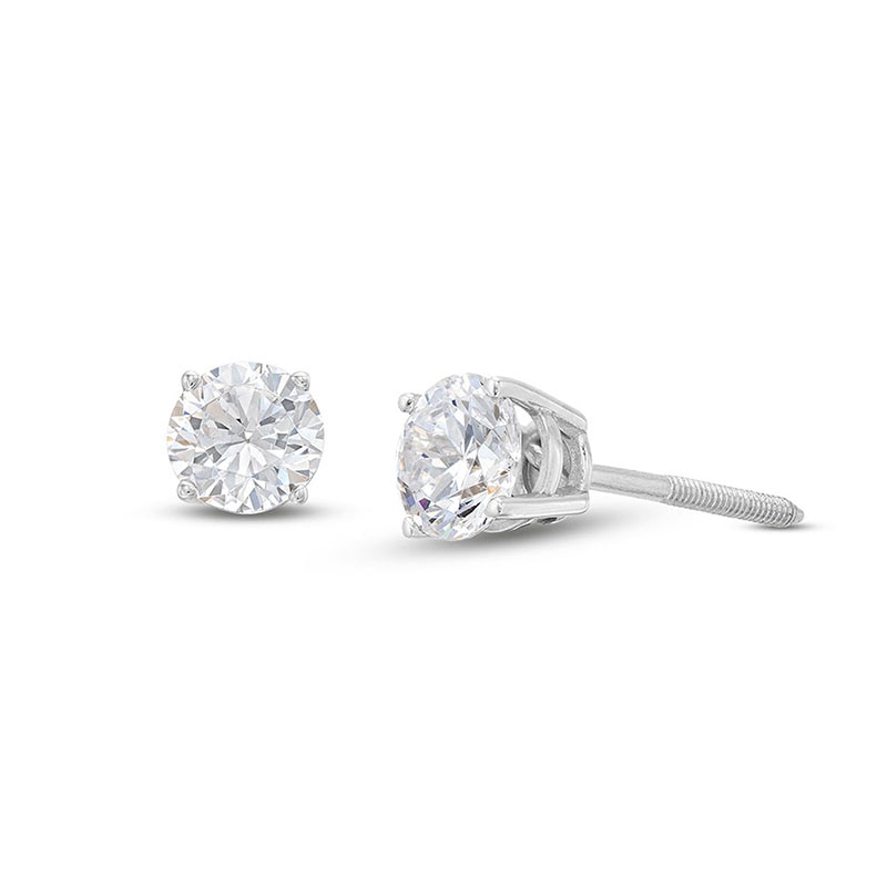 Main Image 1 of Previously Owned KAY Lab-Grown Diamonds Solitaire Stud Earrings 3/4 ct tw 14K White Gold (F/SI2)