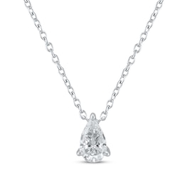 Previously Owned KAY Lab-Grown Diamonds Pear-Shaped Solitaire Necklace 1/2 ct tw 14K White Gold 19" (F/SI2)
