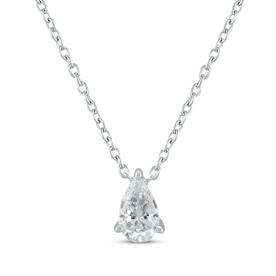 Previously Owned KAY Lab-Grown Diamonds Pear-Shaped Solitaire Necklace 1/2 ct tw 14K White Gold 19" (F/SI2)