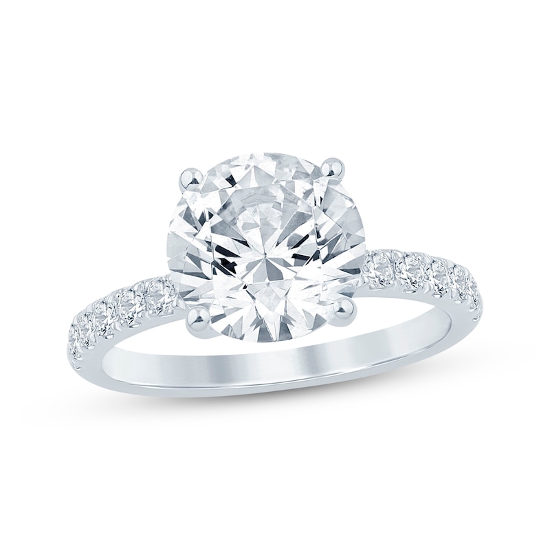Main Image 1 of Previously Owned Lab-Grown Diamonds Round-Cut Engagement Ring 3-1/3 ct tw 14K White Gold