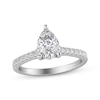 Thumbnail Image 1 of Previously Owned Lab-Grown Diamonds Engagement Ring 1-1/4 ct tw Pear & Round-cut 14K White Gold