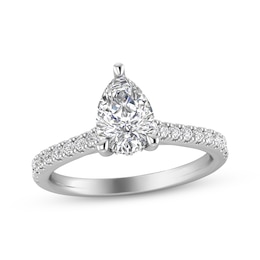 Previously Owned Lab-Grown Diamonds Engagement Ring 1-1/4 ct tw Pear & Round-cut 14K White Gold