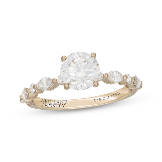 Previously Owned Neil Lane Artistry Round-Cut Lab-Grown Diamond Engagement Ring 2 ct tw 14K Yellow Gold