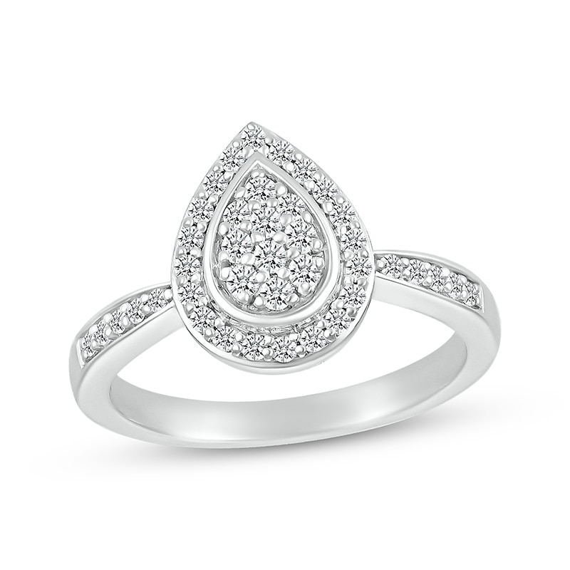 Main Image 1 of Previously Owned Lab-Created Diamonds by KAY Pear Frame Fashion Ring 1/3 ct tw 10K White Gold