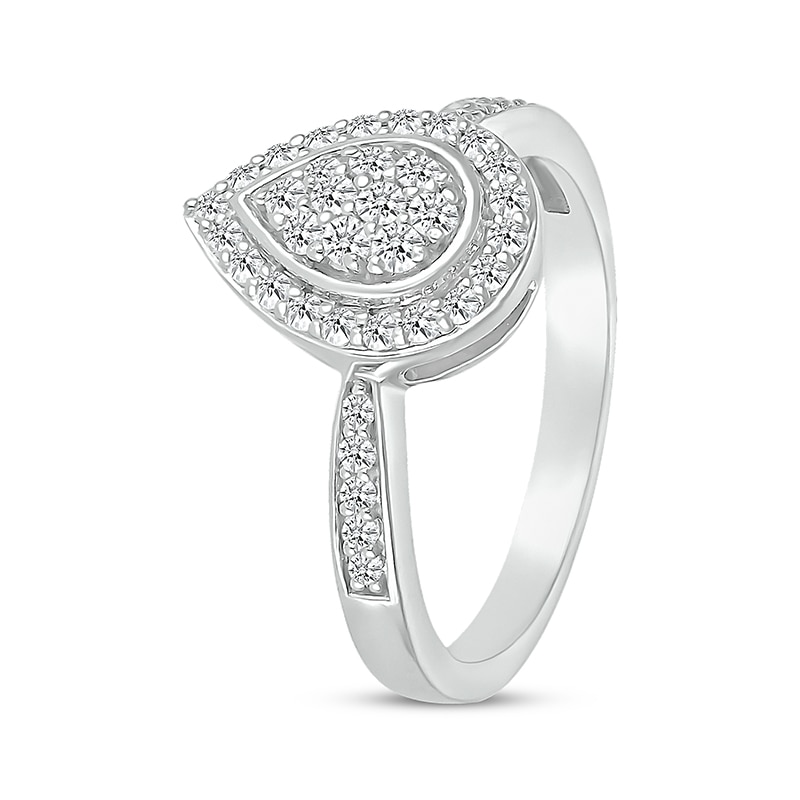 Main Image 2 of Previously Owned Lab-Created Diamonds by KAY Pear Frame Fashion Ring 1/3 ct tw 10K White Gold
