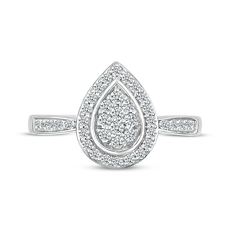 Main Image 4 of Previously Owned Lab-Created Diamonds by KAY Pear Frame Fashion Ring 1/3 ct tw 10K White Gold