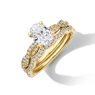 Previously Owned Neil Lane Artistry Oval-Cut Lab-Grown Diamond Bridal Set 1-3/8 ct tw 14K Yellow Gold