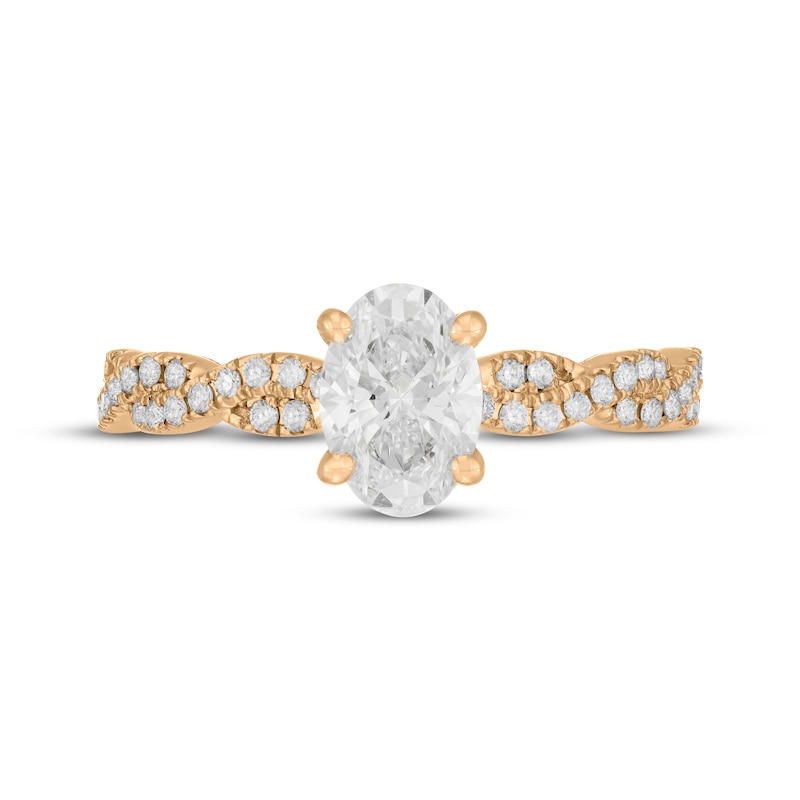 Main Image 3 of Previously Owned Neil Lane Artistry Oval-Cut Lab-Grown Diamond Twist Shank Engagement Ring 1-1/3 ct tw 14K Yellow Gold