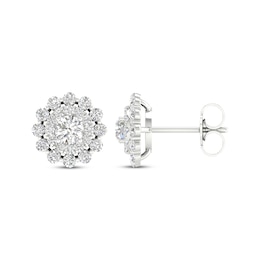 Previously Owned KAY Lab-Grown Diamonds Double Frame Stud Earrings 1 ct tw 14K White Gold