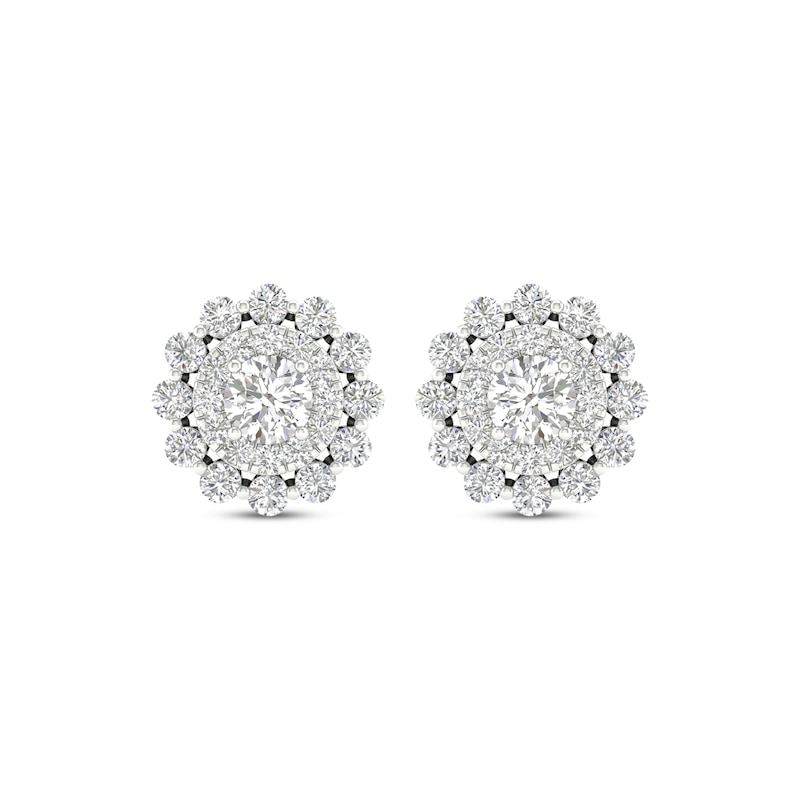 Main Image 2 of Previously Owned KAY Lab-Grown Diamonds Double Frame Stud Earrings 1 ct tw 14K White Gold