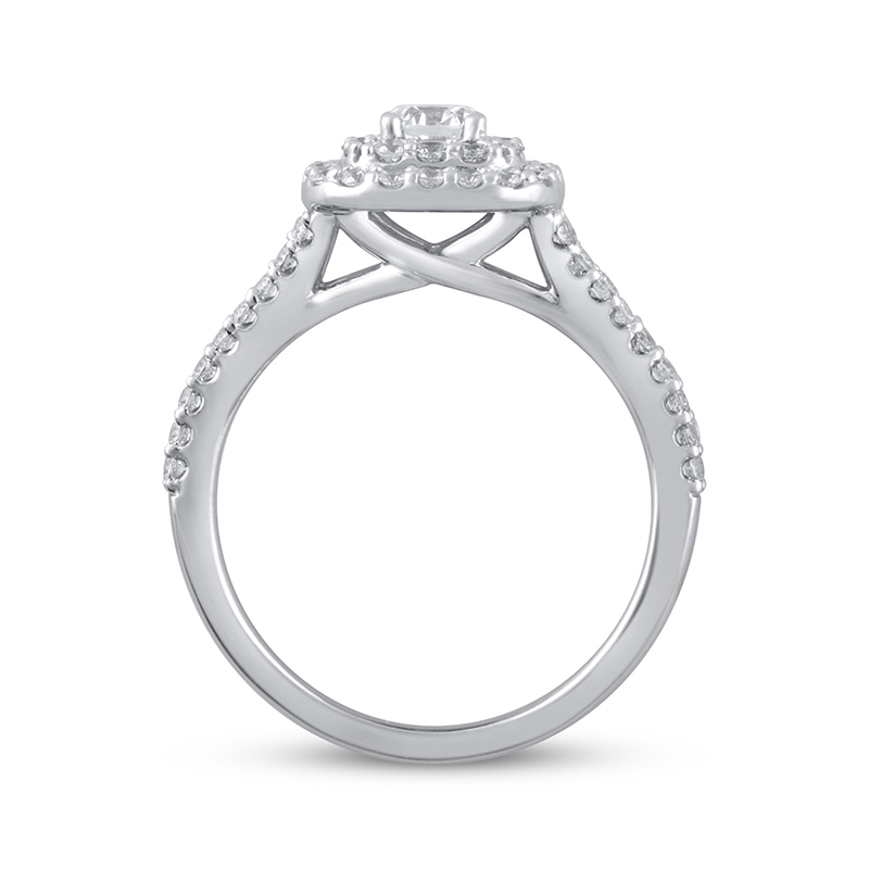 Main Image 3 of Previously Owned Lab-Grown Diamonds Cushion Frame Engagement Ring 1 ct tw 14K White Gold