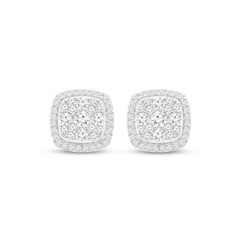Main Image 2 of Previously Owned KAY Lab-Grown Diamonds Composite Cushion-Frame Stud Earrings 2 ct tw 10K White Gold