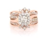 Thumbnail Image 1 of Previously Owned Round-Cut Diamond Starburst Halo Bridal Set 1 ct tw 14K Two-Tone Gold Size 5