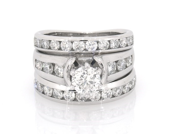 Previously Owned Round-Cut Diamond Bridal Set 1-7/8 ct tw 10K White Gold Size 5