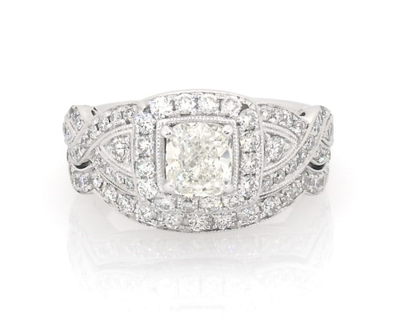 Previously Owned Neil Lane Cushion-Cut Diamond Bridal Set 1-7/8 ct tw 14K White Gold Size 6