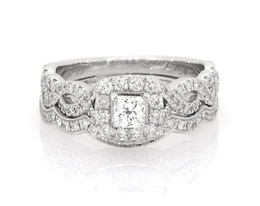 Previously Owned Neil Lane Princess-Cut Diamond Bridal Set 7/8 ct tw 14K White Gold Size 6.5