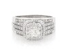 Thumbnail Image 1 of Previously Owned Princess-Cut Diamond Double Halo Bridal Set 1-1/8 ct tw 14K White Gold Size 9.75