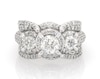 Thumbnail Image 1 of Previously Owned Round-Cut Diamond Three-Stone Halo Bridal Set 2-3/8 ct tw 14K White Gold Size 6