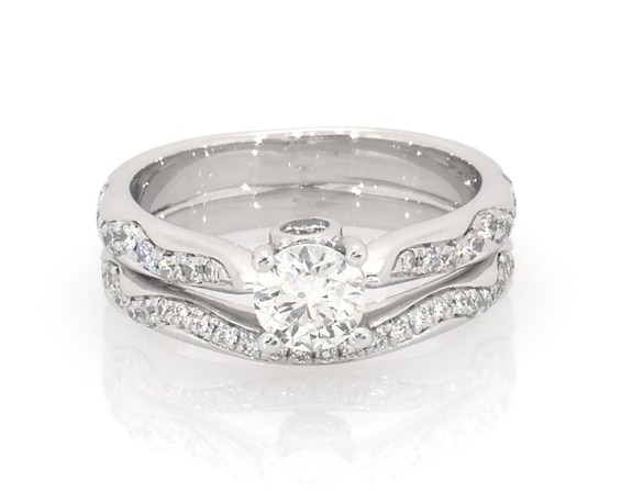 Previously Owned Round-Cut Diamond Bridal Set 7/8 ct tw 14K White Gold Size 5.5