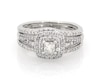 Thumbnail Image 1 of Previously Owned Princess-Cut Diamond Double Halo Bridal Set 7/8 ct tw 10K White Gold Size 6.75
