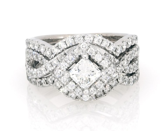 Previously Owned THE LEO Diamond Princess-Cut Bridal Set 1-5/8 ct tw 14K White Gold 6