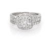 Thumbnail Image 1 of Previously Owned Princess-Cut Diamond Double Halo Bridal Set 1-1/8 ct tw 14K White Gold Size 7.75