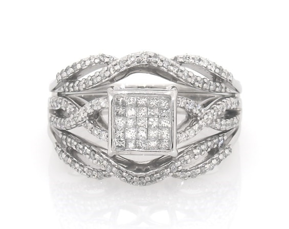 Previously Owned Princess-Cut Multi-Diamond Bridal Set 5/8 ct tw 10K White Gold Size 7.5
