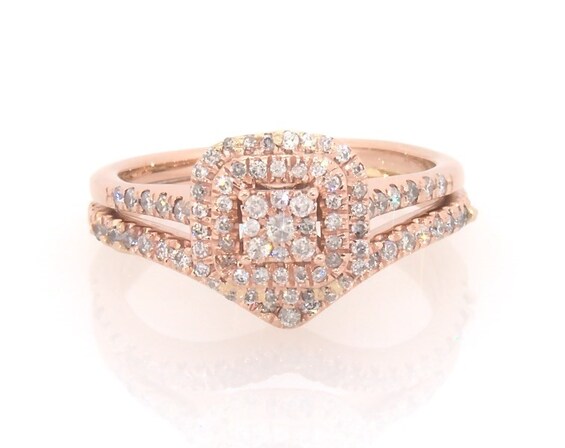 Previously Owned Multi-Diamond Bridal Set 1/3 ct tw 10K & 14K Rose Gold Size 5