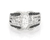 Thumbnail Image 1 of Previously Owned Marquise-Cut White & Black Diamond Halo Bridal Set 1-5/8 ct tw 14K & 18K White Gold Size 6.75