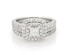 Thumbnail Image 1 of Previously Owned Princess-Cut Diamond Double Halo Bridal Set 1-1/5 ct tw 14K White Gold Size 5.5