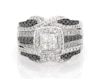 Thumbnail Image 1 of Previously Owned Princess-Cut Quad White & Black Diamond Bridal Set 1-1/8 ct tw 14K White Gold Size 7