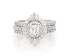 Thumbnail Image 1 of Previously Owned Round-Cut Diamond Starburst Halo Bridal Set 1-3/8 ct tw 14K White Gold Size 5