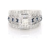 Thumbnail Image 1 of Previously Owned Princess-Cut Diamond & Blue Sapphire Bridal Set 1-7/8 ct tw 14K White Gold Size 7.75