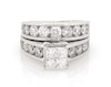 Thumbnail Image 1 of Previously Owned Princess-Cut Quad Diamond Bridal Set 3 ct tw 14K White Gold Size 4.5