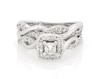 Thumbnail Image 1 of Previously Owned THE LEO Diamond Princess-Cut Halo Bridal Set 7/8 ct tw 14K White Gold Size 6.5