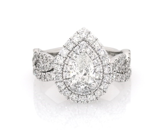 Previously Owned Neil Lane Pear-Shaped Diamond Double Halo Bridal Set 1-7/8 ct tw 14K White Gold 5.25