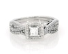 Thumbnail Image 1 of Previously Owned Princess-Cut Diamond Halo Bridal Set 1/2 ct tw 14K White Gold Size 5.5