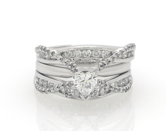 Previously Owned Heart-Shaped Diamond Bridal Set 1-1/8 ct tw 14K White Gold Size 6.75