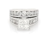 Thumbnail Image 1 of Previously Owned Princess-Cut Quad Diamond Bridal Set 3-5/8 ct tw 14K White Gold Size 5.75