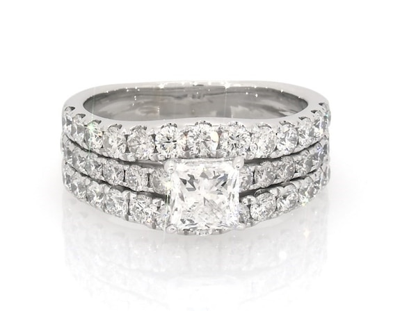 Previously Owned Princess-Cut Diamond Bridal Set 2-5/8 ct tw 14K White Gold Size 6.75