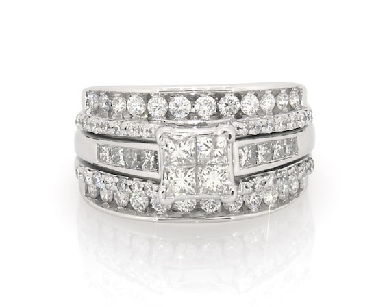 Previously Owned Princess-Cut Quad Diamond Bridal Set 1-3/4 ct tw 14K White Gold 8