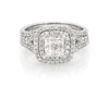 Thumbnail Image 1 of Previously Owned Princess-Cut Quad Diamond Double Halo Bridal Set 1-5/8 ct tw 14K White Gold Size 9.25