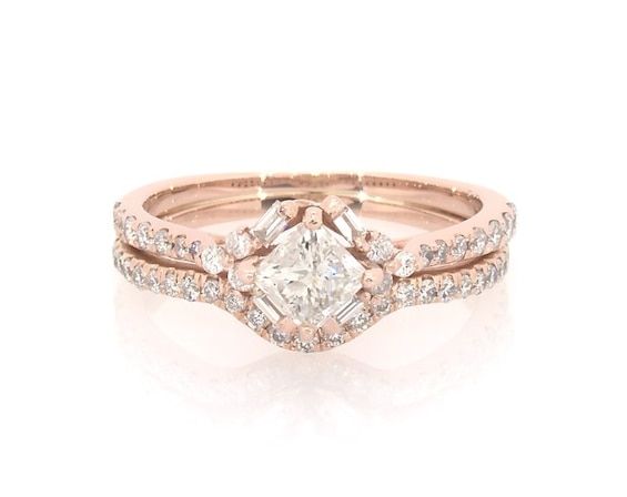 Previously Owned Princess-Cut Diamond Bridal Set 1-1/5 ct tw 14K Rose Gold Size 7